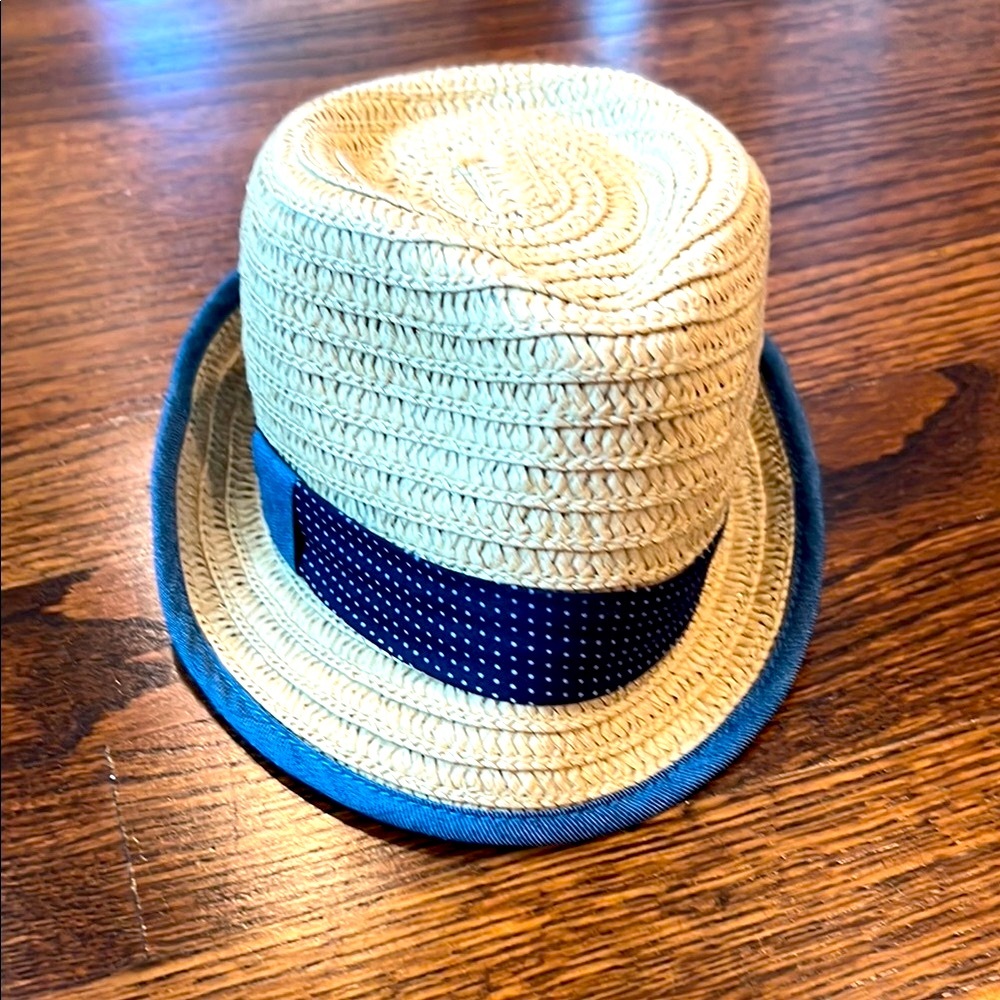 Target Tan and Blue Fedora Hat with Sophisticated Contrast